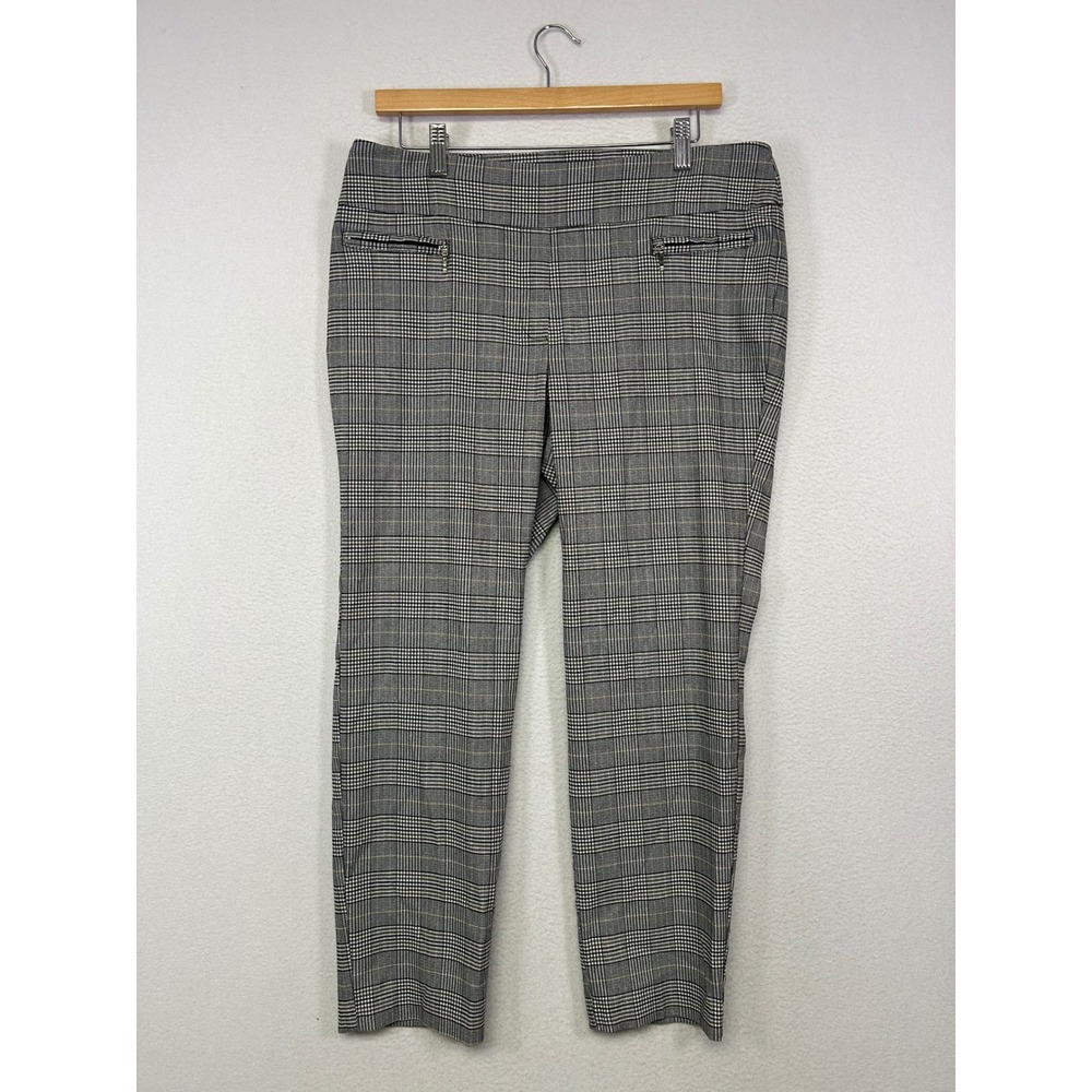 Dark Academia SOHO‎ Apparel Womens Large Black White Glen Plaid Ankle Pants